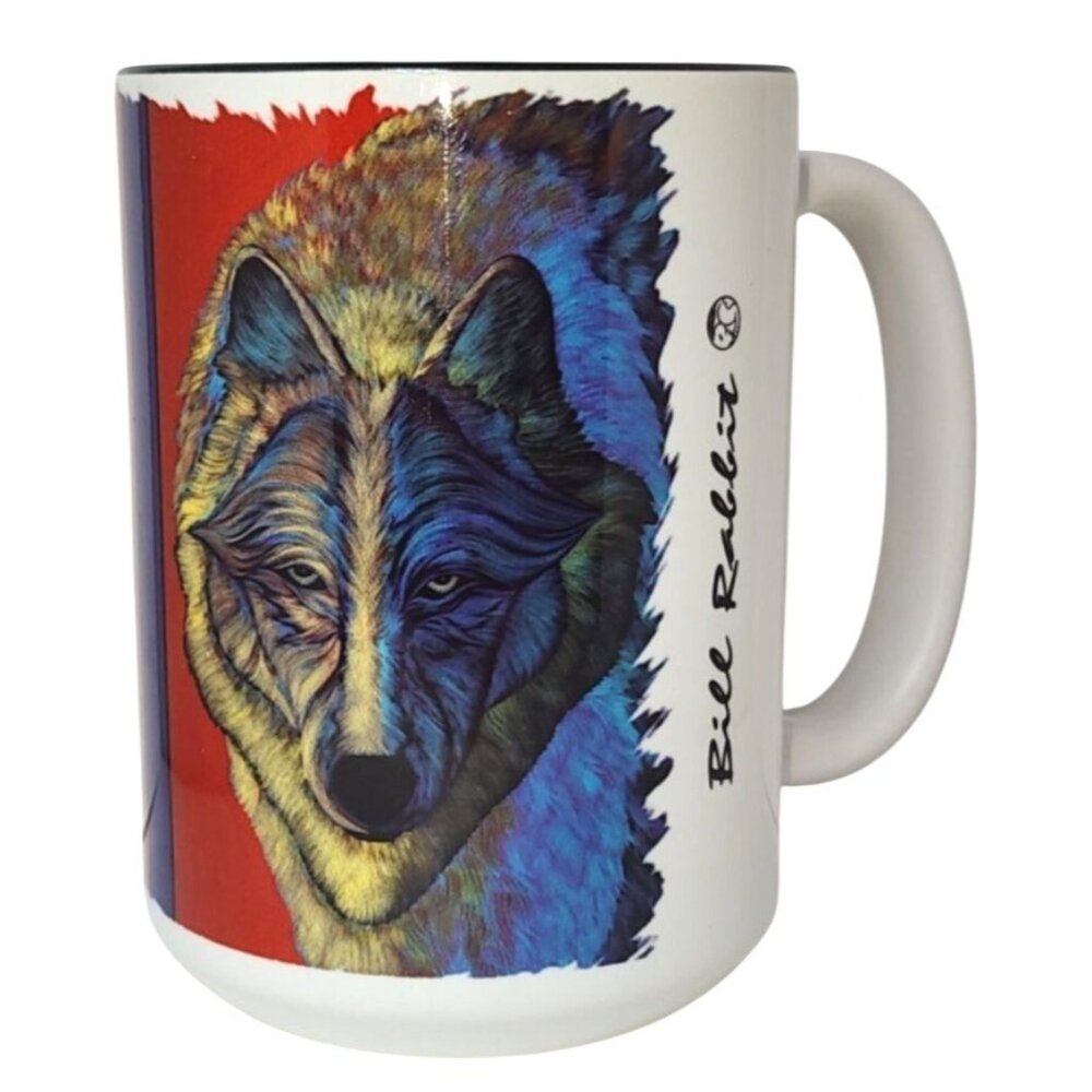 Bill Rabbit Artwork Native American "Walks Proud" Wolf 16 OZ Coffee Cup Mug Tea